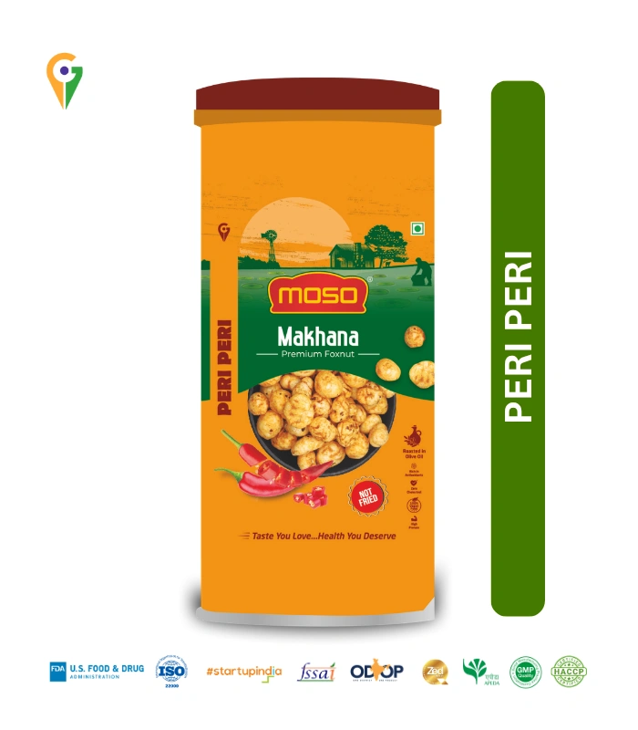 MOSO Peri Peri Roasted & Flavoured Makhana – 80g Composite Jar